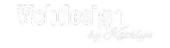 Logoet for Webdesign by Kathlyn i hvid font med gennemsigtig baggrund